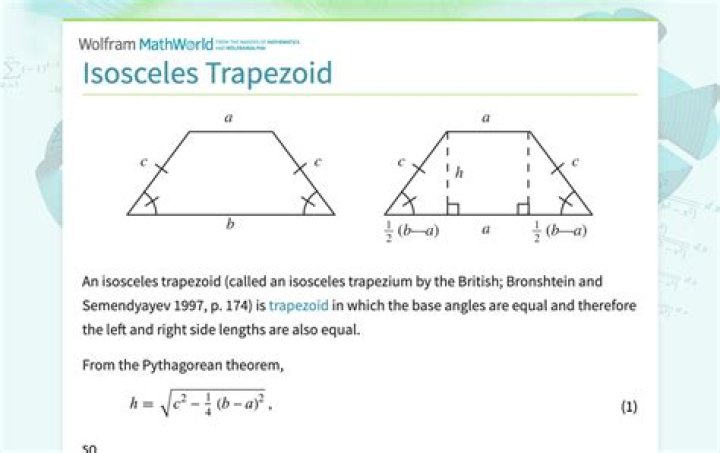 What is the formula of a isosceles trapezoid?
