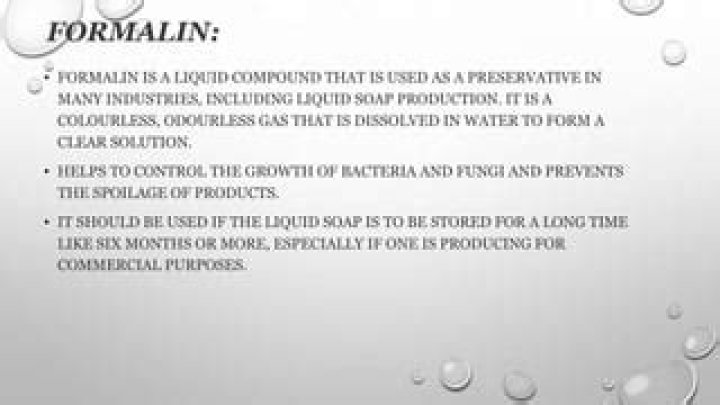What is the function of formalin in liquid soap?