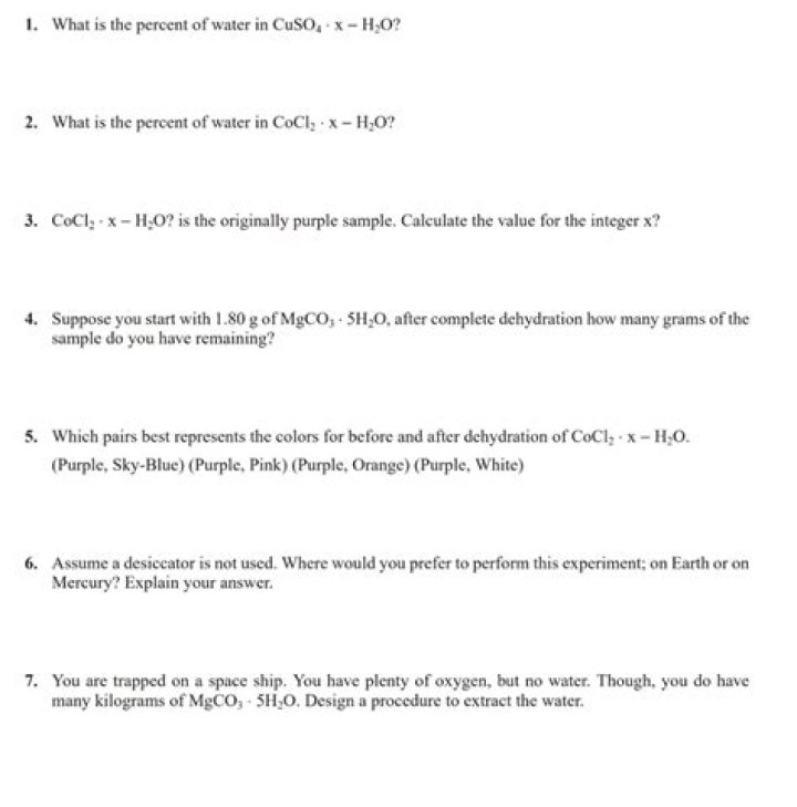 What is the percent of water in CuSO4?