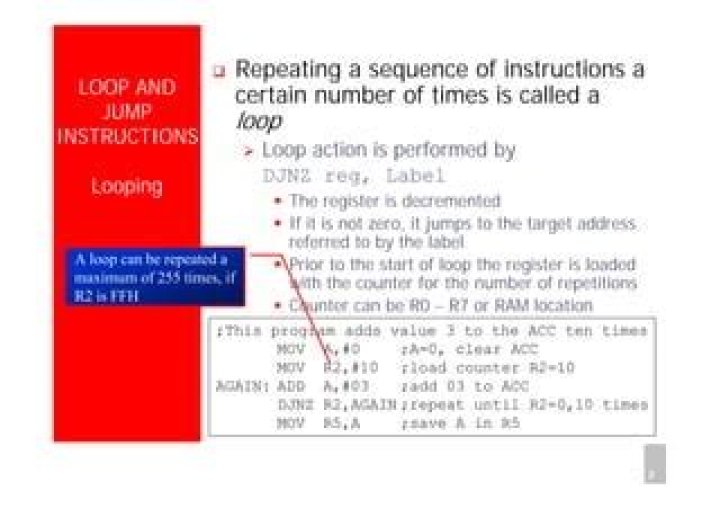 What is the significance of DJNZ instructions in this program?