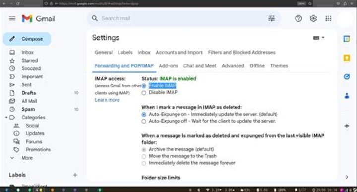 What is the user name and password for IMAP Gmail com?