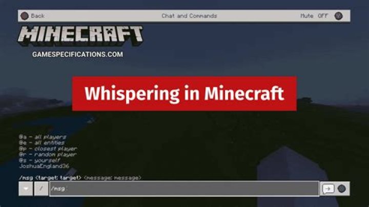 What is the whisper command in Minecraft?