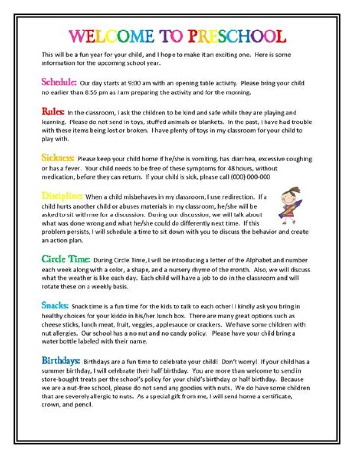 What should be included in a welcome letter?