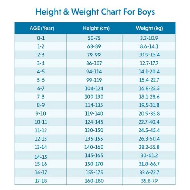 What should be the height of 1 year old boy?