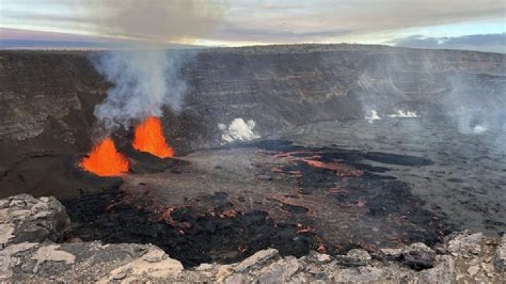 What spews out of a volcano?