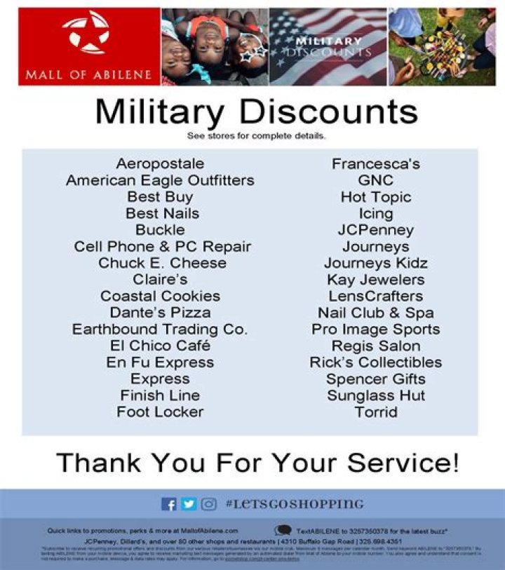 What stores give military discount?
