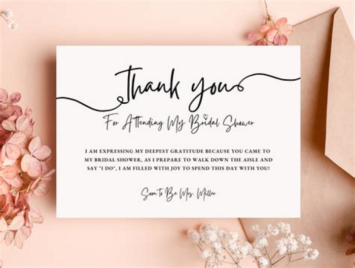 What to write in a wedding shower thank you note?