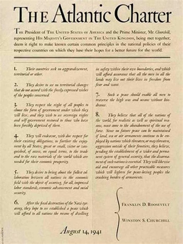 What were the principles of the Atlantic Charter?