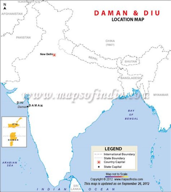 Where is Daman and Diu located in India political map?